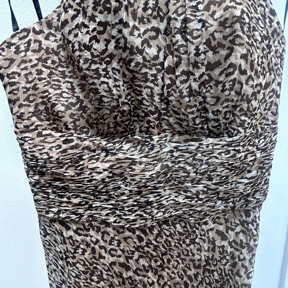 Silk Chiffon Leopard Print Halter Dress Y2K - Picture 4 of 8